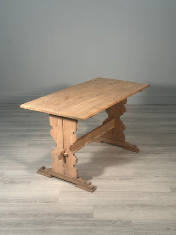 Antique Light Oak Farmhouse Dining Table