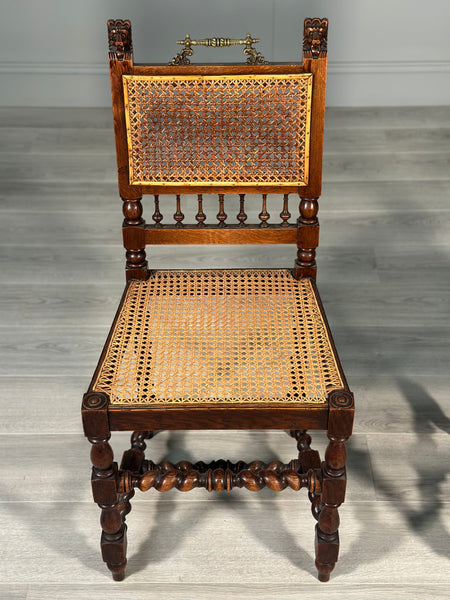 A Pair Of 19th Century Oak Rattan Side Chairs