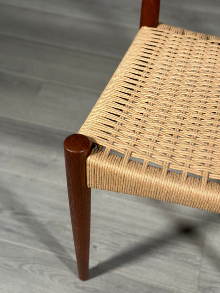 Set of 6 Danish Teak And Paper Cord Dining Chairs Designed By Arne Hovmand Olsen For Mogens Kold
