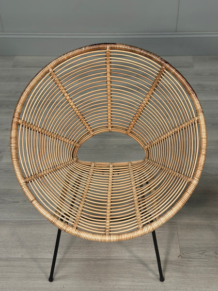 A Pair Of Italian Rattan Lounge Chairs c.1970