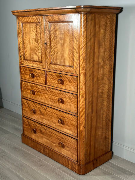 19th Century Satin Birch Housekeepers Cupboard