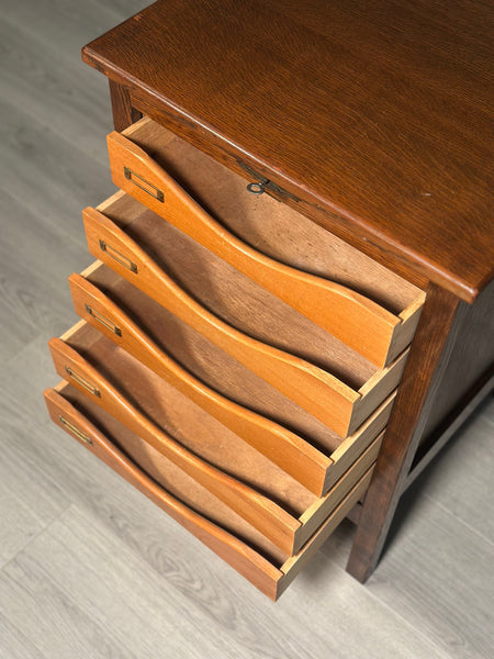 Vintage Oak Tambour Door Filing Cabinet c.1960