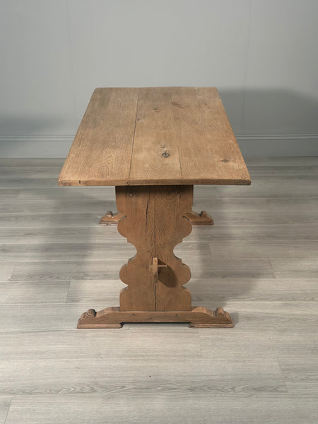 Antique Light Oak Farmhouse Dining Table