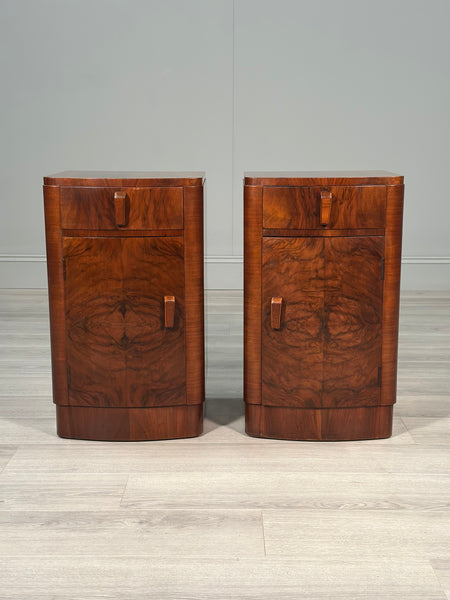Art Deco Walnut Bedside Cabinets c.1930