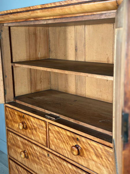19th Century Satin Birch Housekeepers Cupboard