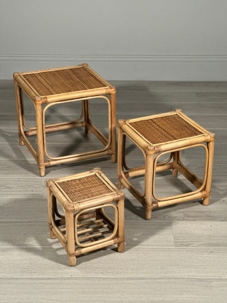 Mid 20th Century Bamboo Nest Of Tables