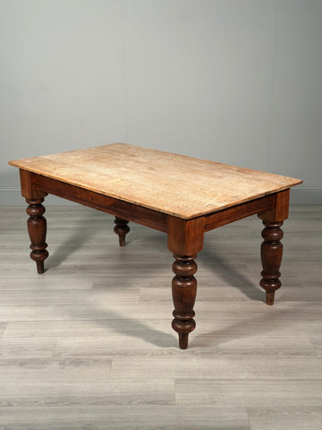 Victorian Pine Top Dining Table