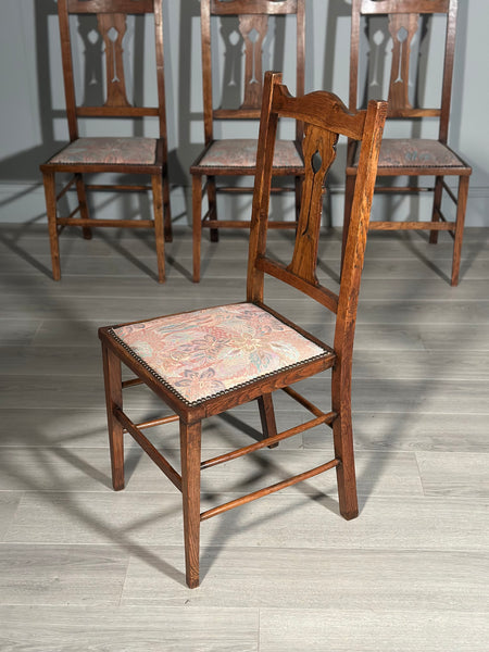 A Set Of Six Pure Arts And Crafts Oak Dining Chairs