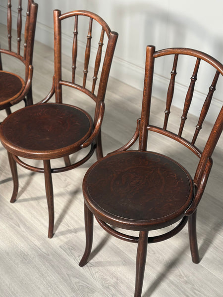 Four Bentwood Bistro Chairs by Fischel c.1910