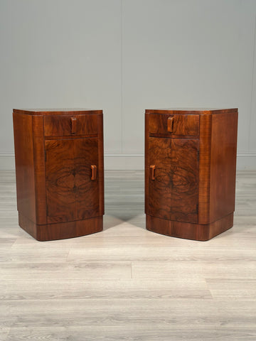 Art Deco Walnut Bedside Cabinets c.1930