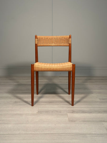 Set of 6 Danish Teak & Papercord Dining Chairs
