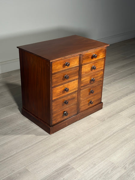 Antique Mahogany Bank Of Drawers