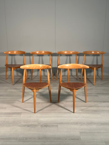 Set of 6 Hans Wegner Fh4103 “Heart” Dining Chairs c.1950’s