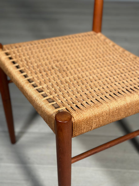 Set Of 6 H.W. Klein Teak And Paper Cord Dining Chairs By Bramin