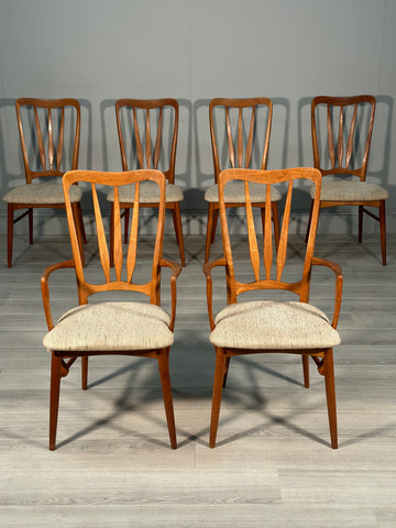 Set Of 6 Danish Teak Ingrid Dining Chairs By Niels Koefoed