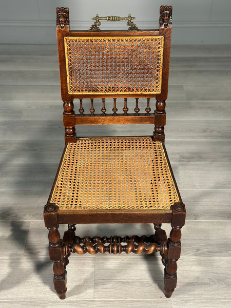 A Pair Of 19th Century Oak Rattan Side Chairs