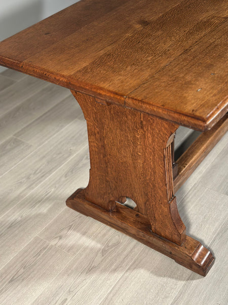 Light Oak Arts And Crafts Gothic Dining Table C.1890
