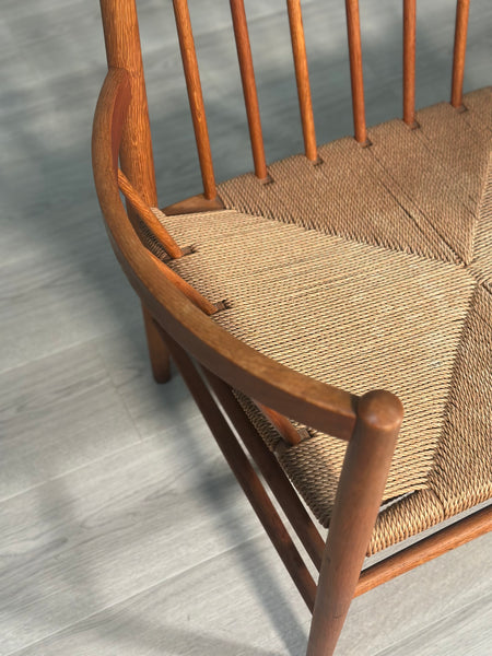 His And Hers Oak & Papercord J82 Armchairs By Jørgen Bækmark For Fdb Møbler 1960s