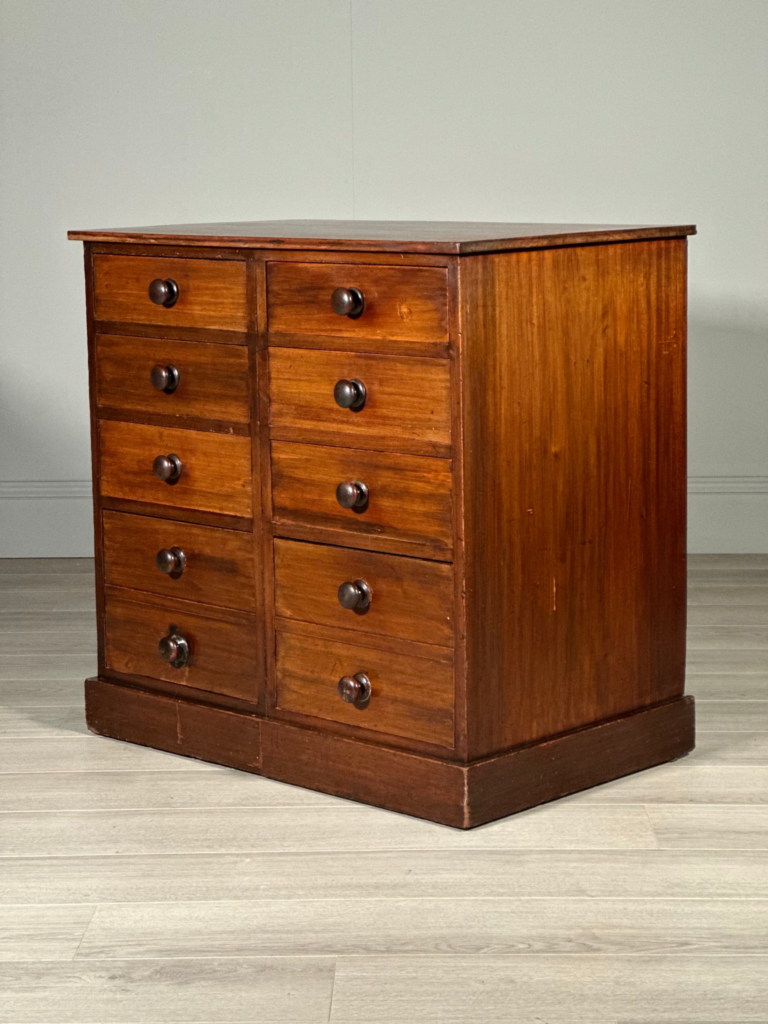 Antique Mahogany Bank Of Drawers