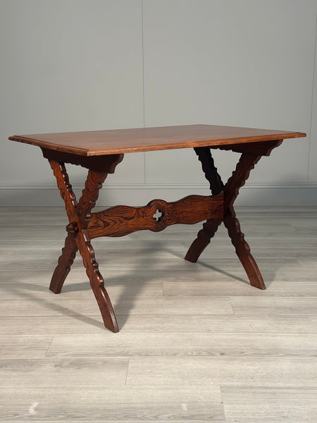 Ecclesiastical Pitch Pine Writing Table c.1910