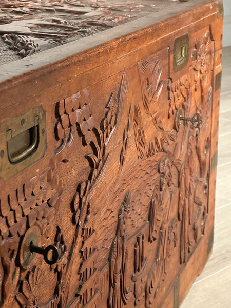 Antique Chinese Camphor Wood Campaign Chest C.1920