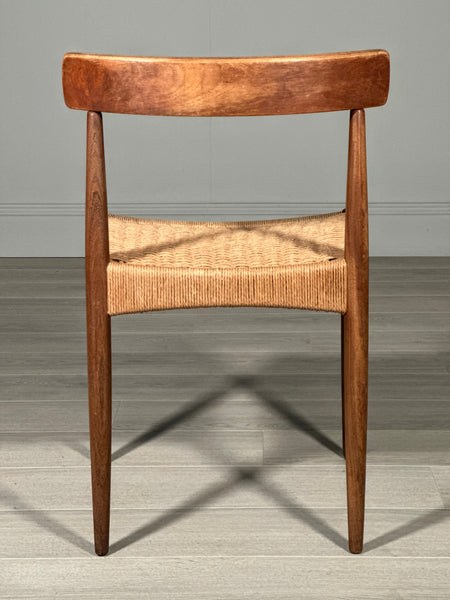 Set of 6 Danish Teak And Paper Cord Dining Chairs Designed By Arne Hovmand Olsen For Mogens Kold