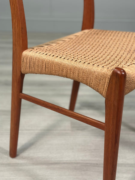 A Set Of 6 Danish Teak Paper cord Dining Chairs By Arne Wahl Iversen