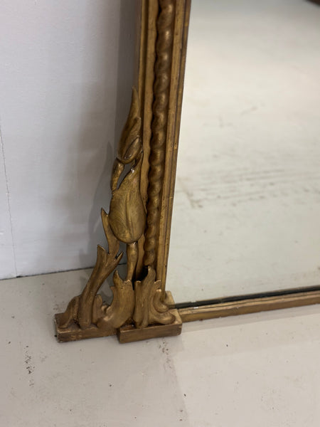 Large Antique English Gilt Overmantle Mirror c.1850