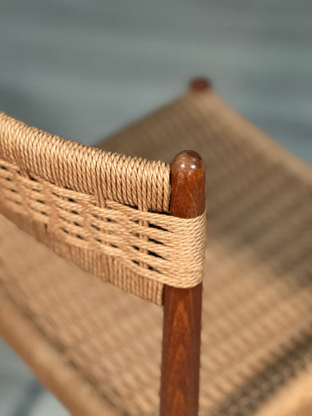 Set of 6 Danish Teak & Papercord Dining Chairs