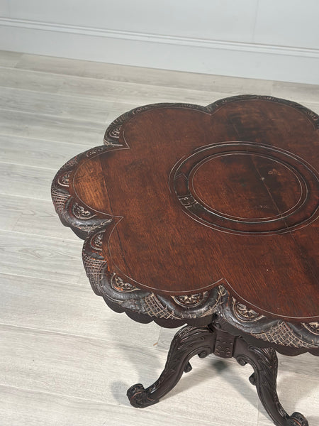 Carved Oak Antique Occasional Table By Walter Carter Harrod’s