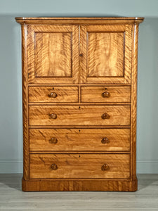 19th Century Satin Birch Housekeepers Cupboard