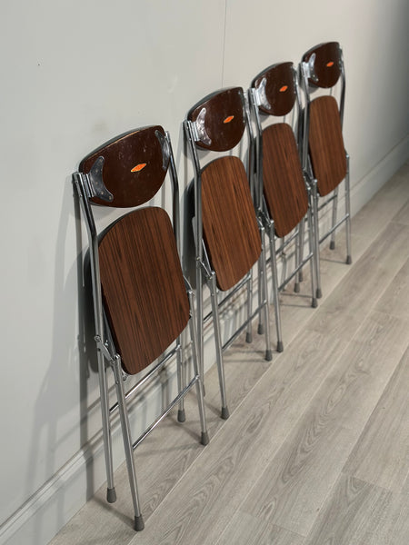Vintage Chinese Folding Table And Set Of 4 Chairs C.1970