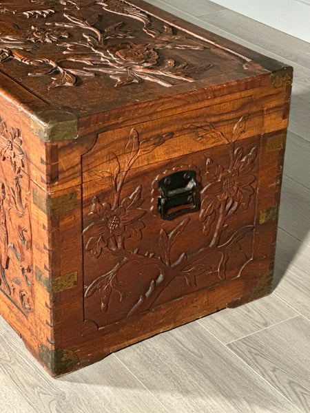 Antique Chinese Camphor Wood Campaign Chest C.1920