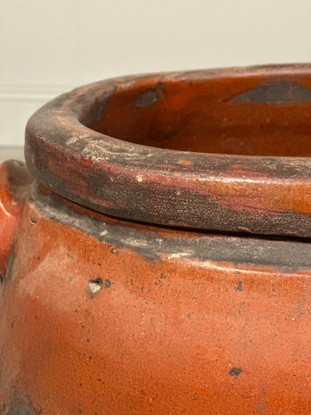 Large Antique Glazed Terracotta Pot
