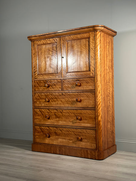 19th Century Satin Birch Housekeepers Cupboard