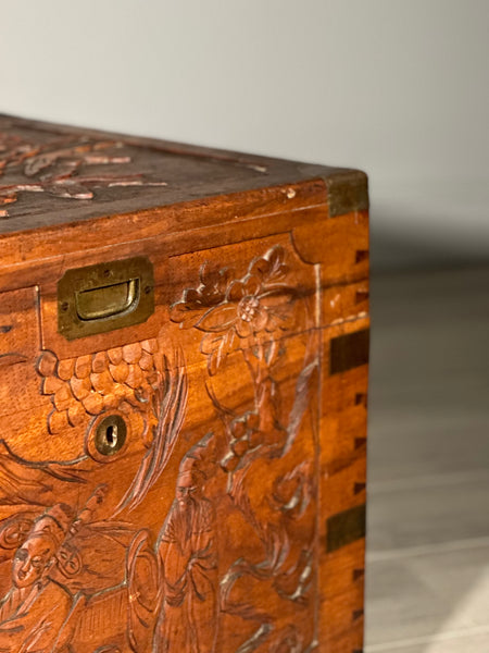 Antique Chinese Camphor Wood Campaign Chest C.1920