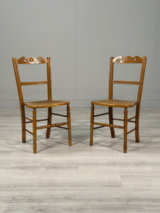 Pair Of Victorian Side Chairs In Original Scumble Paint