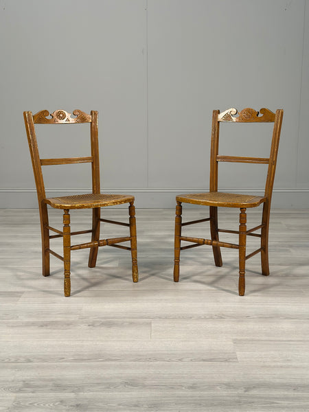 Pair Of Victorian Side Chairs In Original Scumble Paint