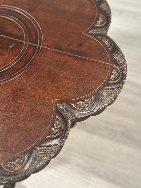 Carved Oak Antique Occasional Table By Walter Carter Harrod’s
