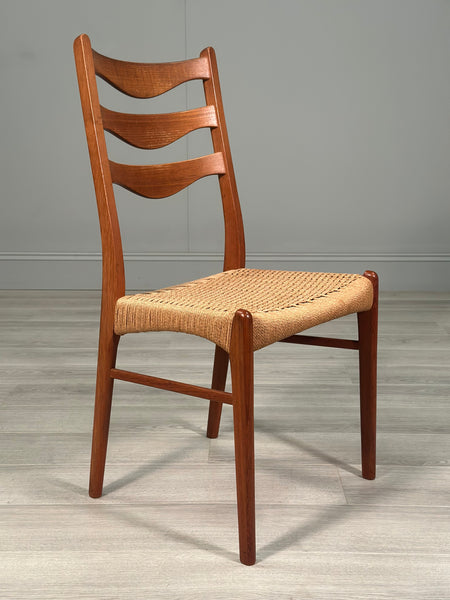 A Set Of 6 Danish Teak Paper cord Dining Chairs By Arne Wahl Iversen