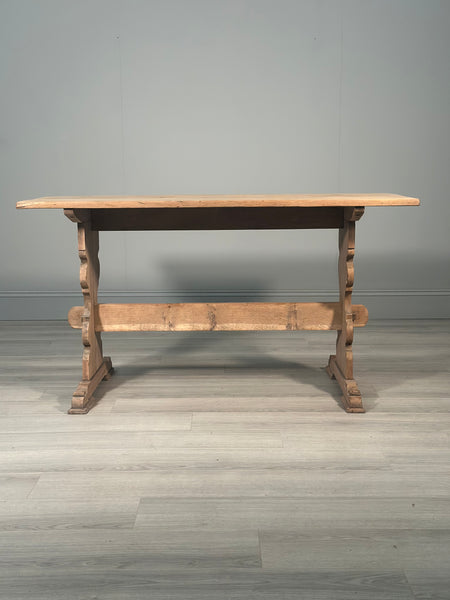 Antique Light Oak Farmhouse Dining Table