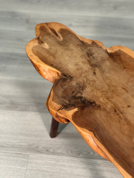 Live Edge Yew Wood Coffee Table By Homestead Woodcraft Hereford C.1960