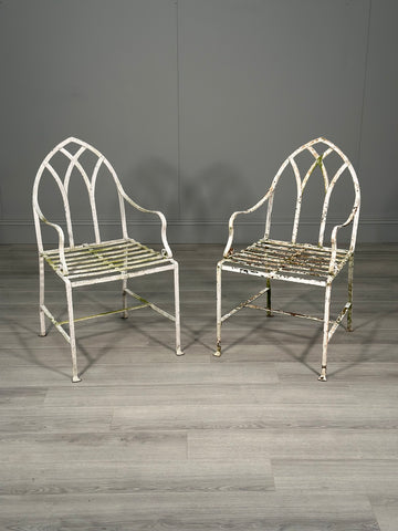 A Pair Of Antique Wrought Iron Garden Chairs
