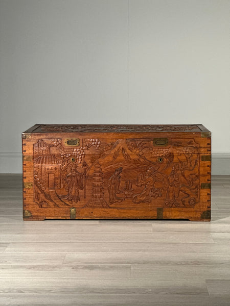 Antique Chinese Camphor Wood Campaign Chest C.1920