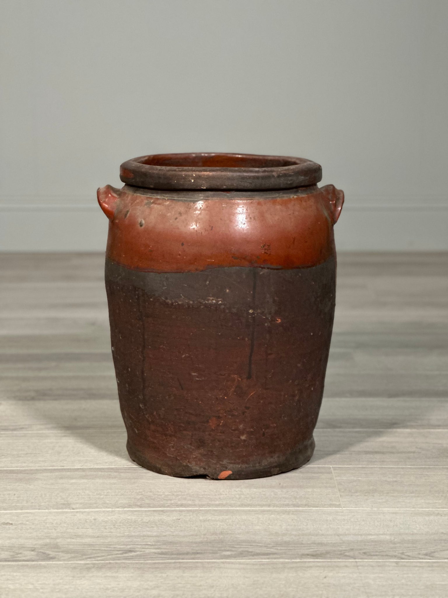 Large Antique Glazed Terracotta Pot