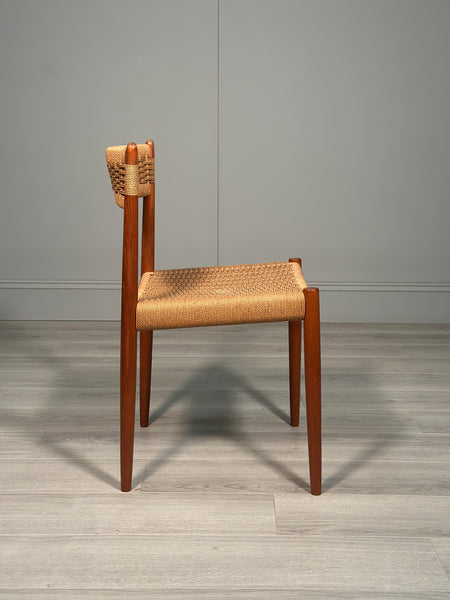 Set of 6 Danish Teak & Papercord Dining Chairs