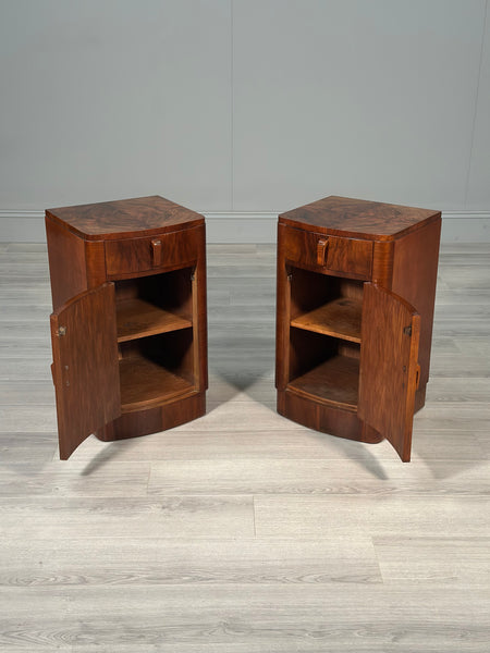 Art Deco Walnut Bedside Cabinets c.1930