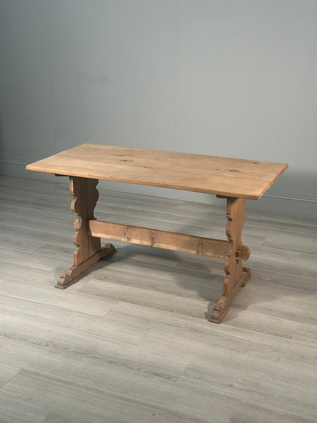 Antique Light Oak Farmhouse Dining Table