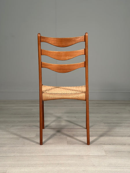 A Set Of 6 Danish Teak Paper cord Dining Chairs By Arne Wahl Iversen