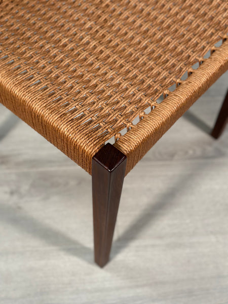 Set of 4 Danish Teak And Paper Cord Dining Chairs Designed By Arne Hovmand Olsen For Mogens Kold
